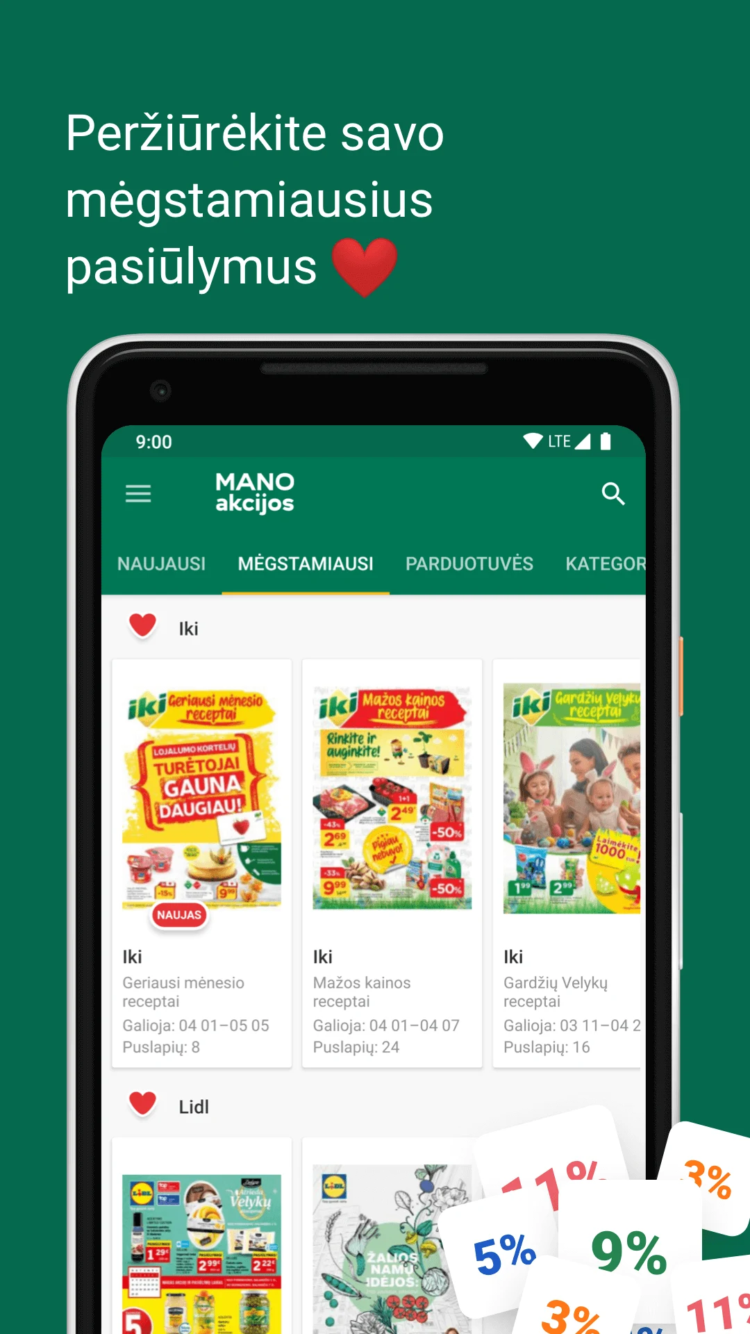 Mano akcijos – sales discounts screenshot