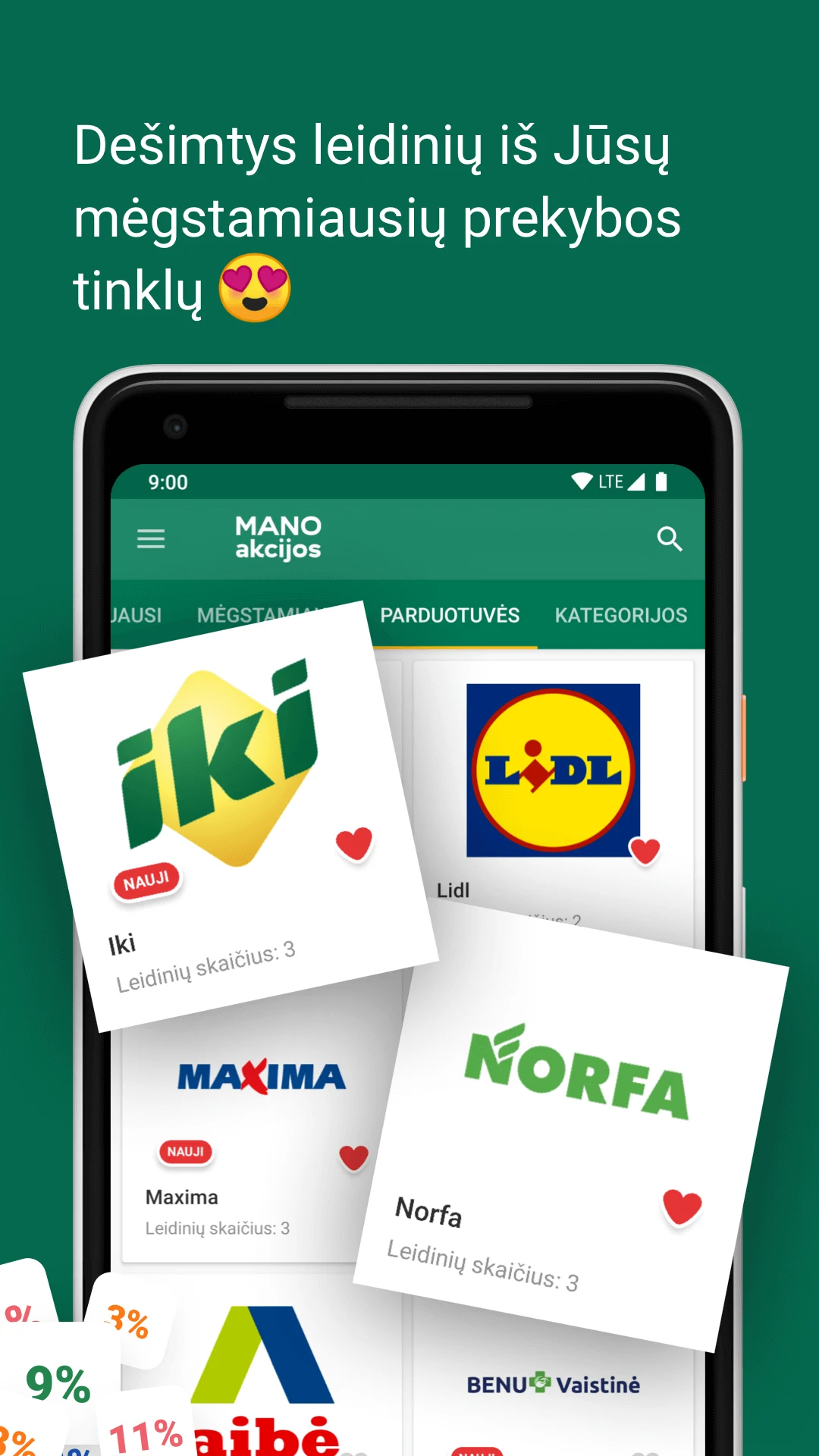 Mano akcijos – sales discounts screenshot