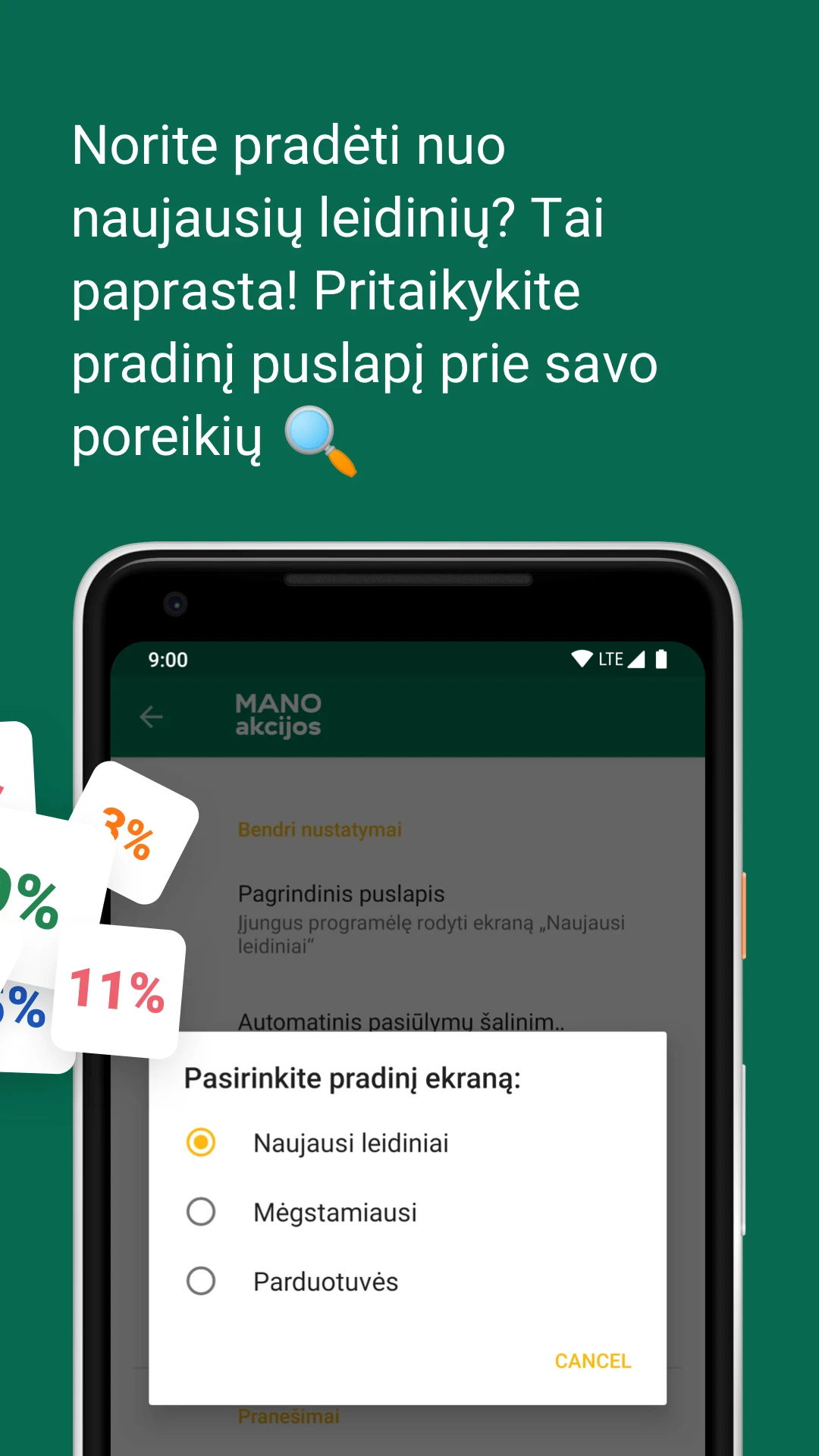 Mano akcijos – sales discounts screenshot