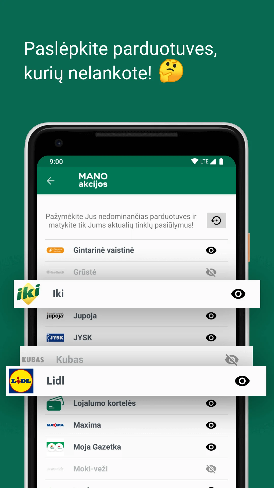 Mano akcijos – sales discounts screenshot